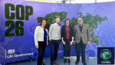 (L-R): Magali Anderson (Holcim), Luke Nicholls (edie), Zoe Haseman (Jacobs) and Munish Datta (UKGBC) took part in a lively podcast panel discussion within the COP26 Green Zone
